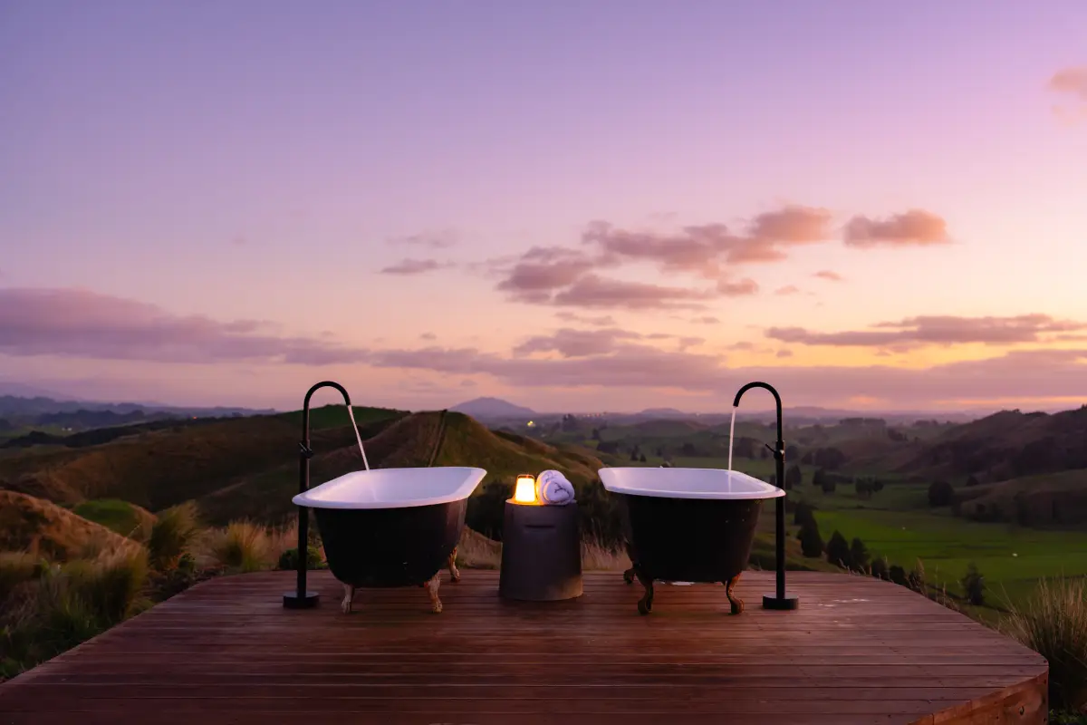 Kōwhai Tent aerial view, Waitomo New Zealand