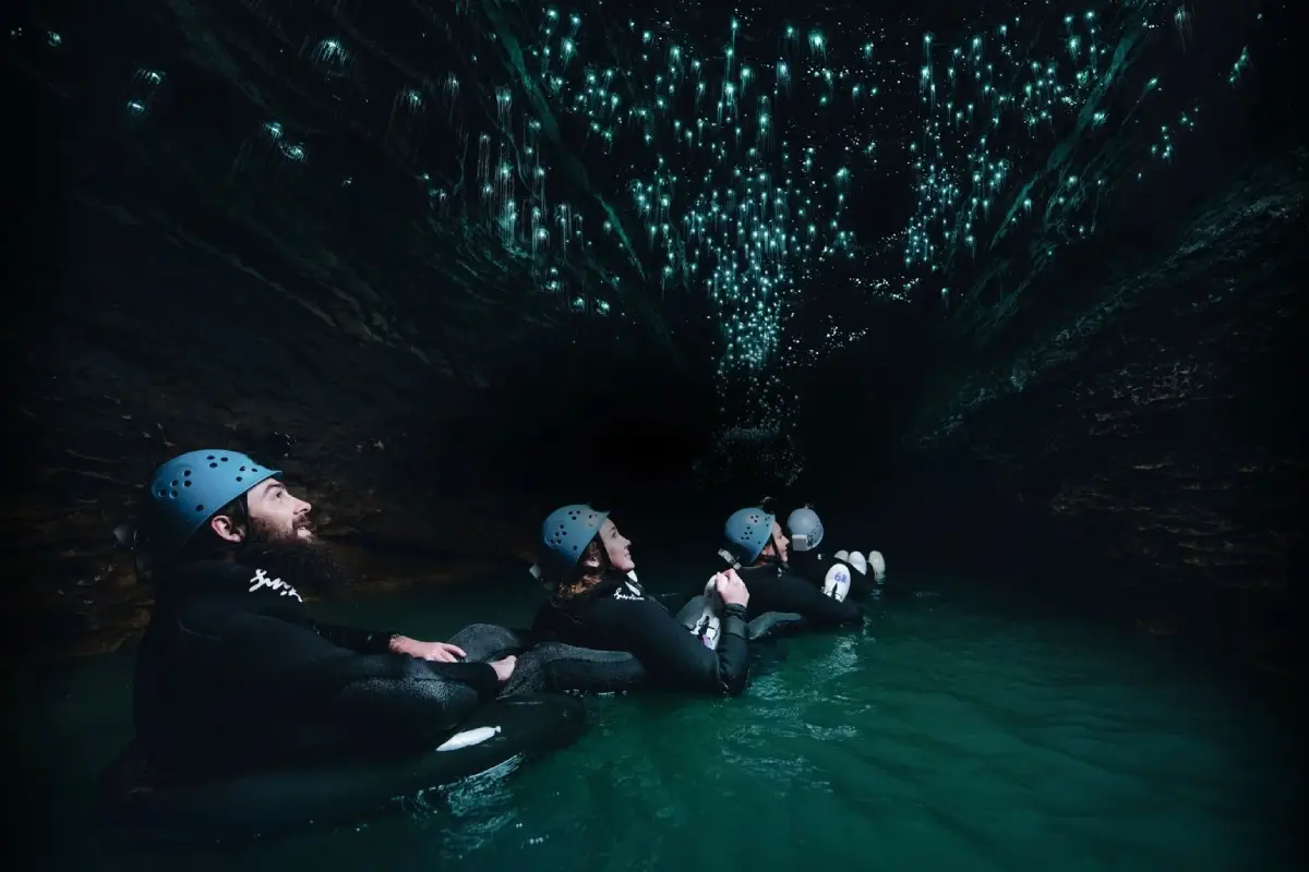 Glowworm cave tubing Waitomo New Zealand